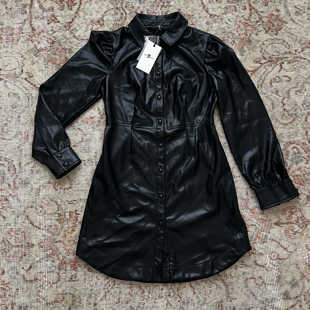 7 For All Mankind, Vegan leather, button up dress, s, new with tags!